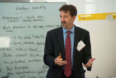 Volcker Alliance Senior Fellow Dustin Brown conducts the first of four discussions with colleges and universities as part of the organization's 