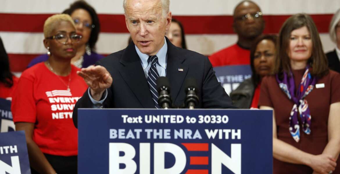 FILE - In this file photo from March 10, 2020, Democratic presidential candidate, former Vice President Joe Biden speaks at a campaign event in Columbus, Ohio. The presidential election outlook in the Buckeye State has gotten a little nuttier. Ohio Republicans are trying to rally and present a united front heading into their party's national convention, following a week when one of their best-known politicians spoke for Biden to the Democrats' convention, and their state attorney general challenged President Donald Trump about his mail policy. (AP Photo/Paul Vernon, File)