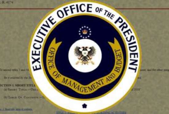 The Seal of the Office of Management and Budget (OMB) imposed over a document.