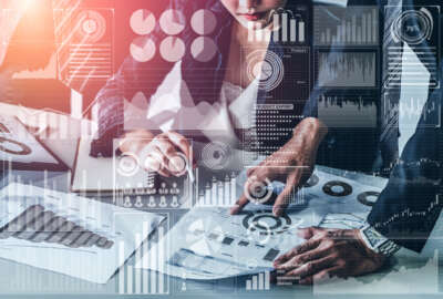 Big Data Technology for Business Finance Concept.