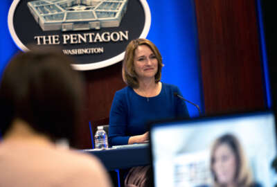 Deputy Secretary of Defense Kathleen H. Hicks participates in a virtual Center for Strategic and International Studies Smart Women, Smart Power conversation, the Pentagon, Washington, D.C., Oct. 1, 2021. (DoD photo by Lisa Ferdinando)