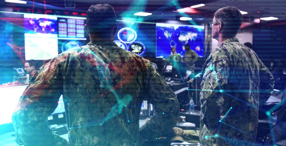 Graphic highlighting watch floor of the U.S. Navy. Fleet Cyber Command