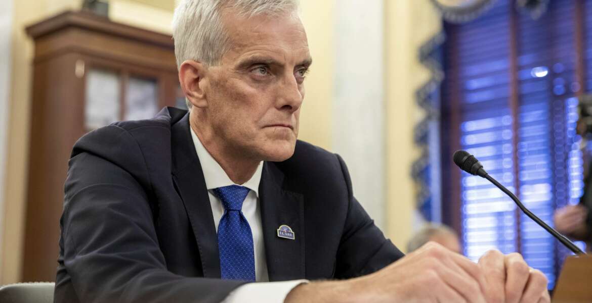 Denis McDonough, Secretary of Veterans Affairs, testifies before the Senate Committee on Veterans' Affairs on Capitol Hill in Washington on Wednesday, July 14, 2021. (AP Photo/Amanda Andrade-Rhoades)